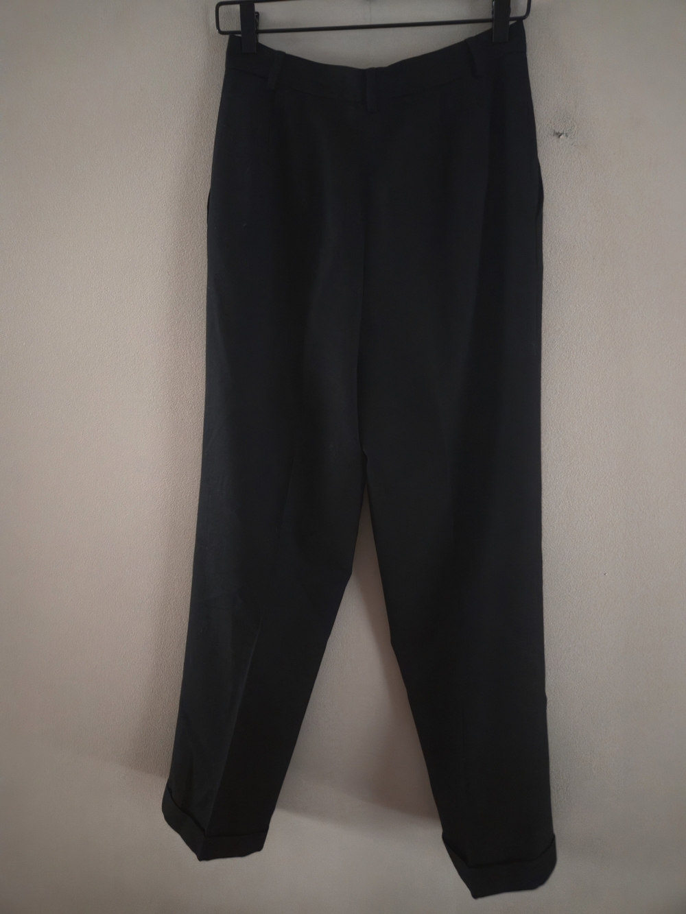 Talbots Women’s Black 100% Worsted Wool Pleated Dress Pants Cuffed Hem